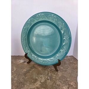 Royal Norfolk Teal Blue Embossed Swirl Dinner Plate Microwave Dishwasher‎ Safe